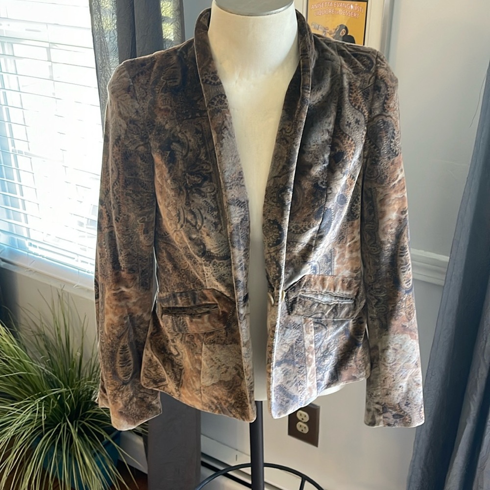 Barry Bricken Women’s Vintage Velvet Paisley Blazer Size 8